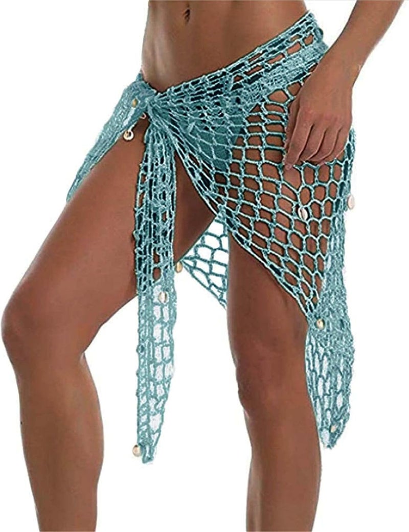 Ldcx Green Swimwear Cover Up Crochet Sarong,Sexy Fashion Beach Hand Crochet Shawl Capelet Fishnet Net Skirt.(SJJ42) - Image 1